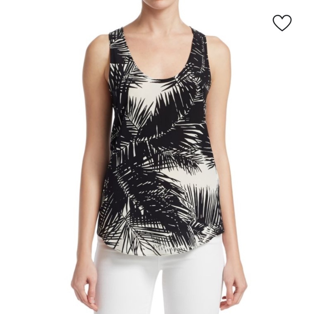 Theory Silk Palm Print Tank Top Size Small